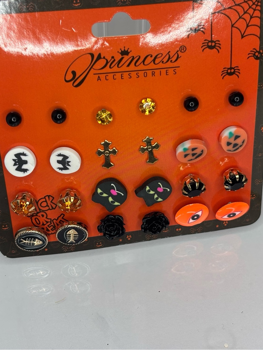 Princess Accessories Halloween Mixed Stud Earring Set - Orange & Black